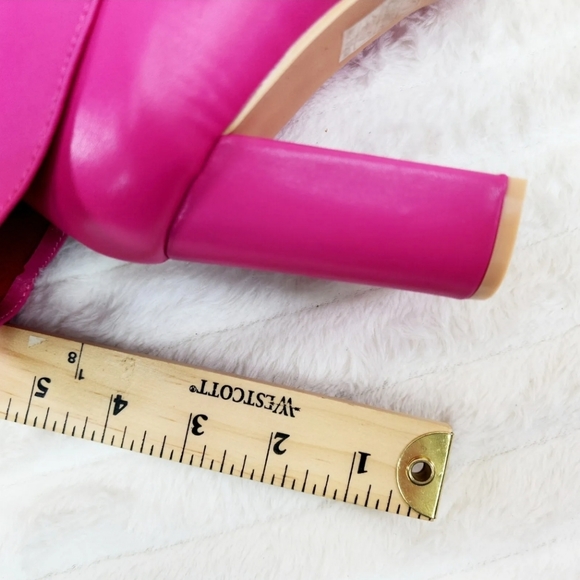 Paris Fuchsia Pink Skirted Fold Over 3.5" Block Heel Knee High Boots - Picture 9 of 9